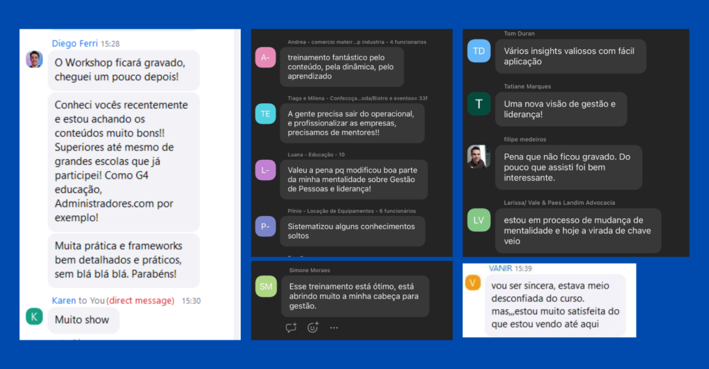 Depoimentos de treinamentos 4blue